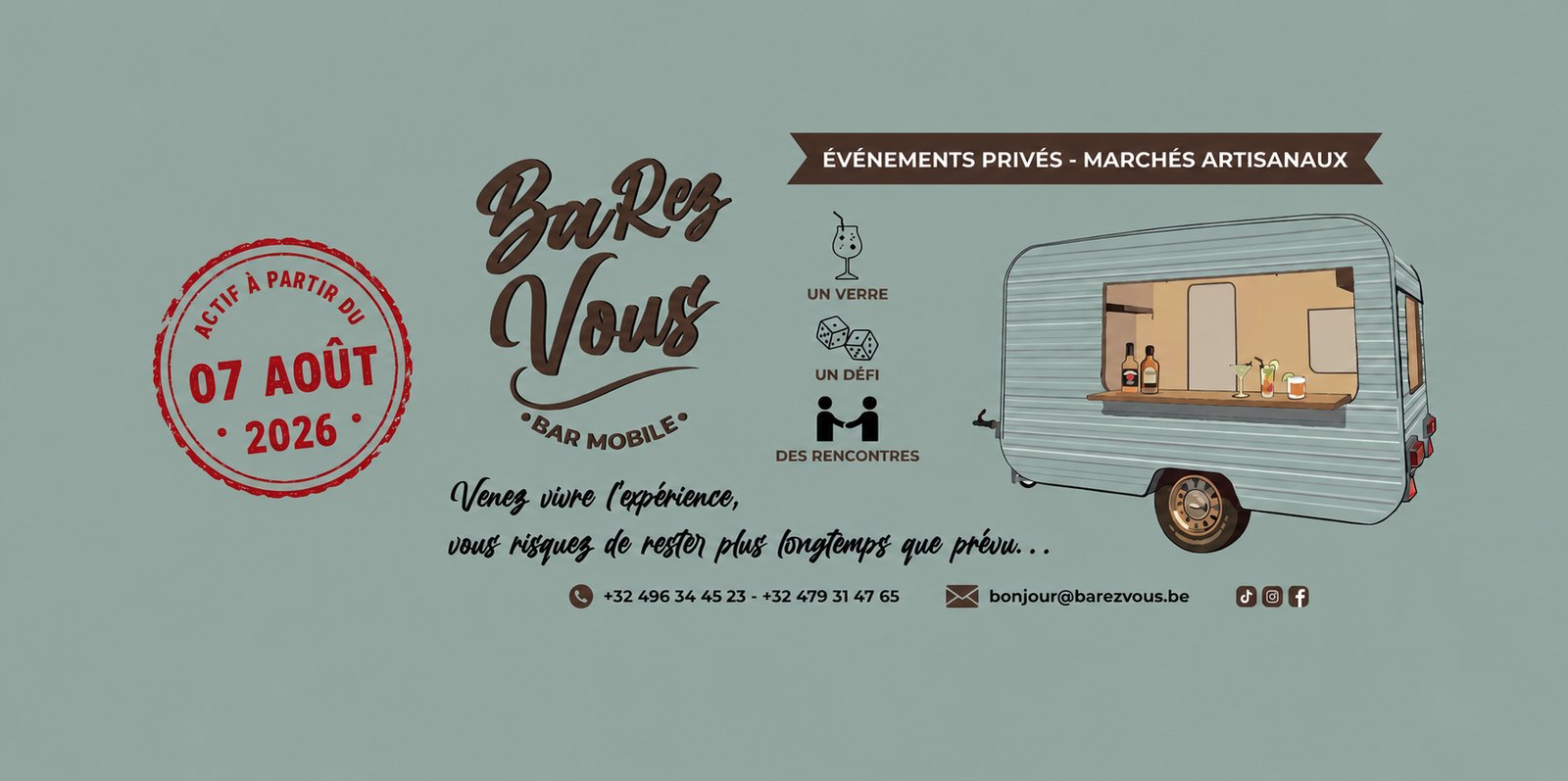 Bandeau BaRez Vous avec le tampon &laquo; actif &agrave; partir du 07 ao&ucirc;t 2026 &raquo;